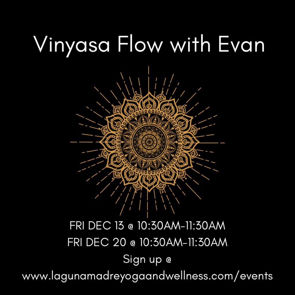 Image with Details of event and a mandala on a black background